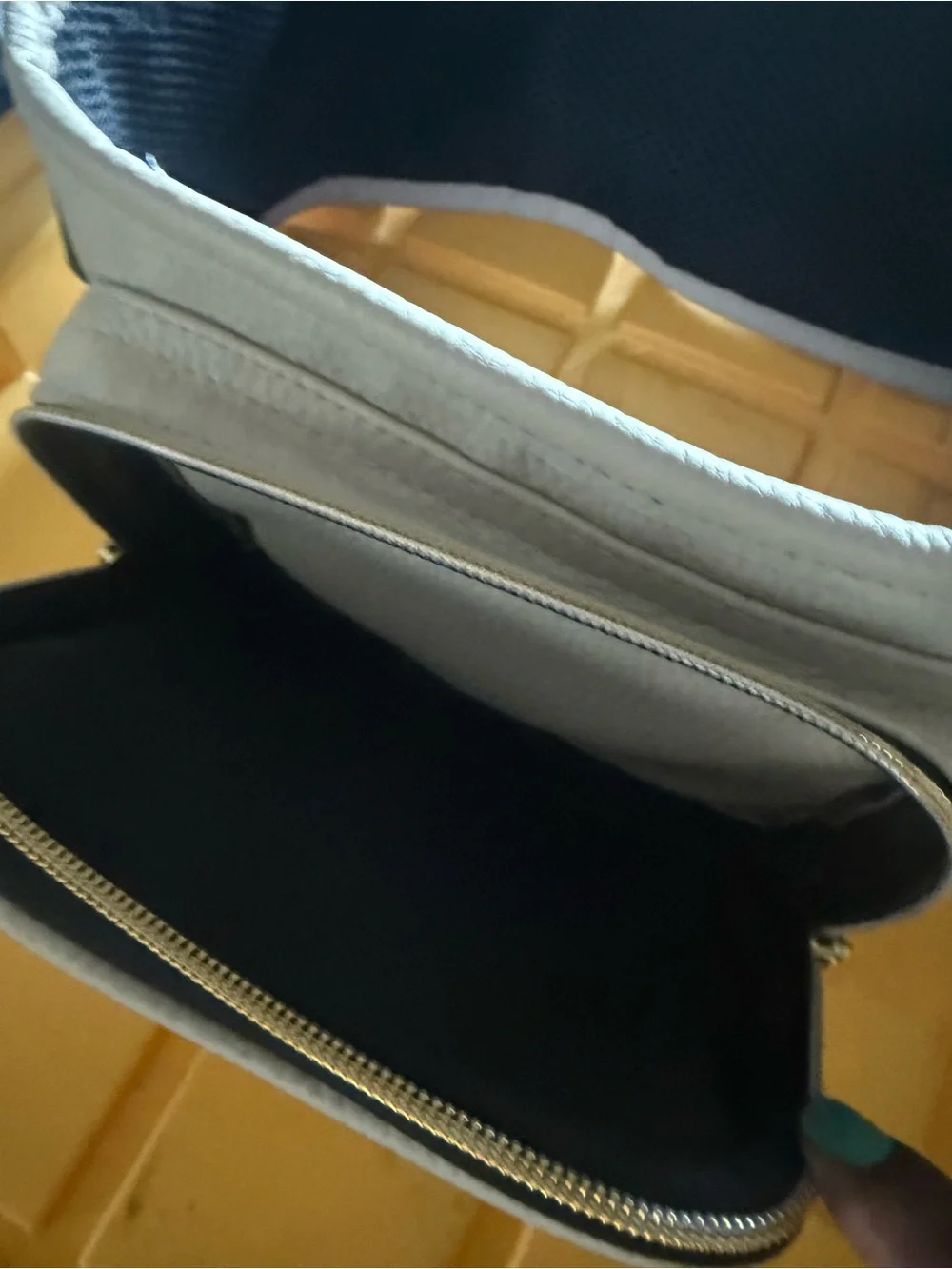 Tushbaby Cream Pebbled Leather Baby Bag
